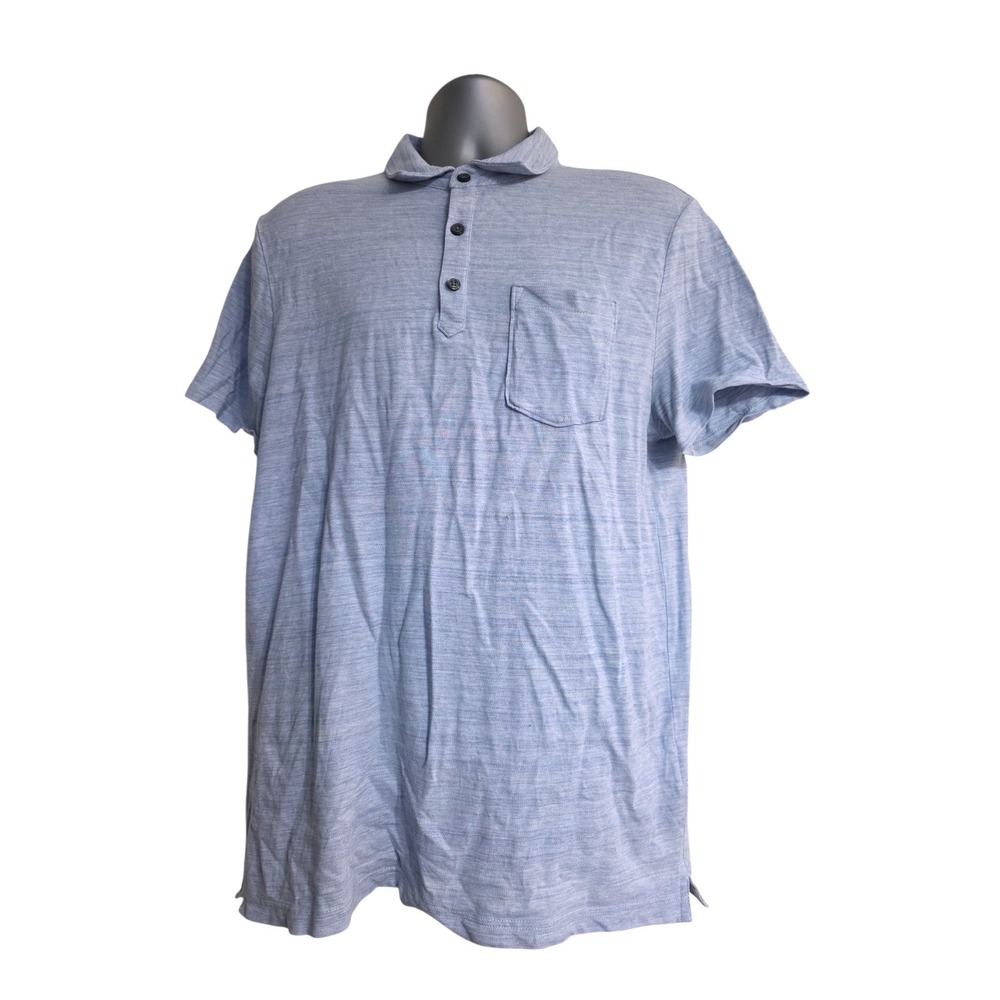 Banana Republic‎ Mens Performance Pique Polo Shirt Blue Heather L Short Sleeve